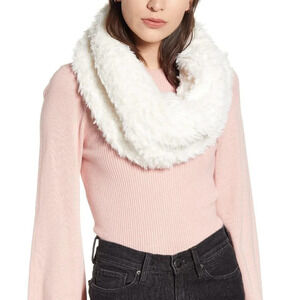 BP Nordstrom Infinity Scarf White Ivory Faux Fur Cozy Soft Winter Neck NWT